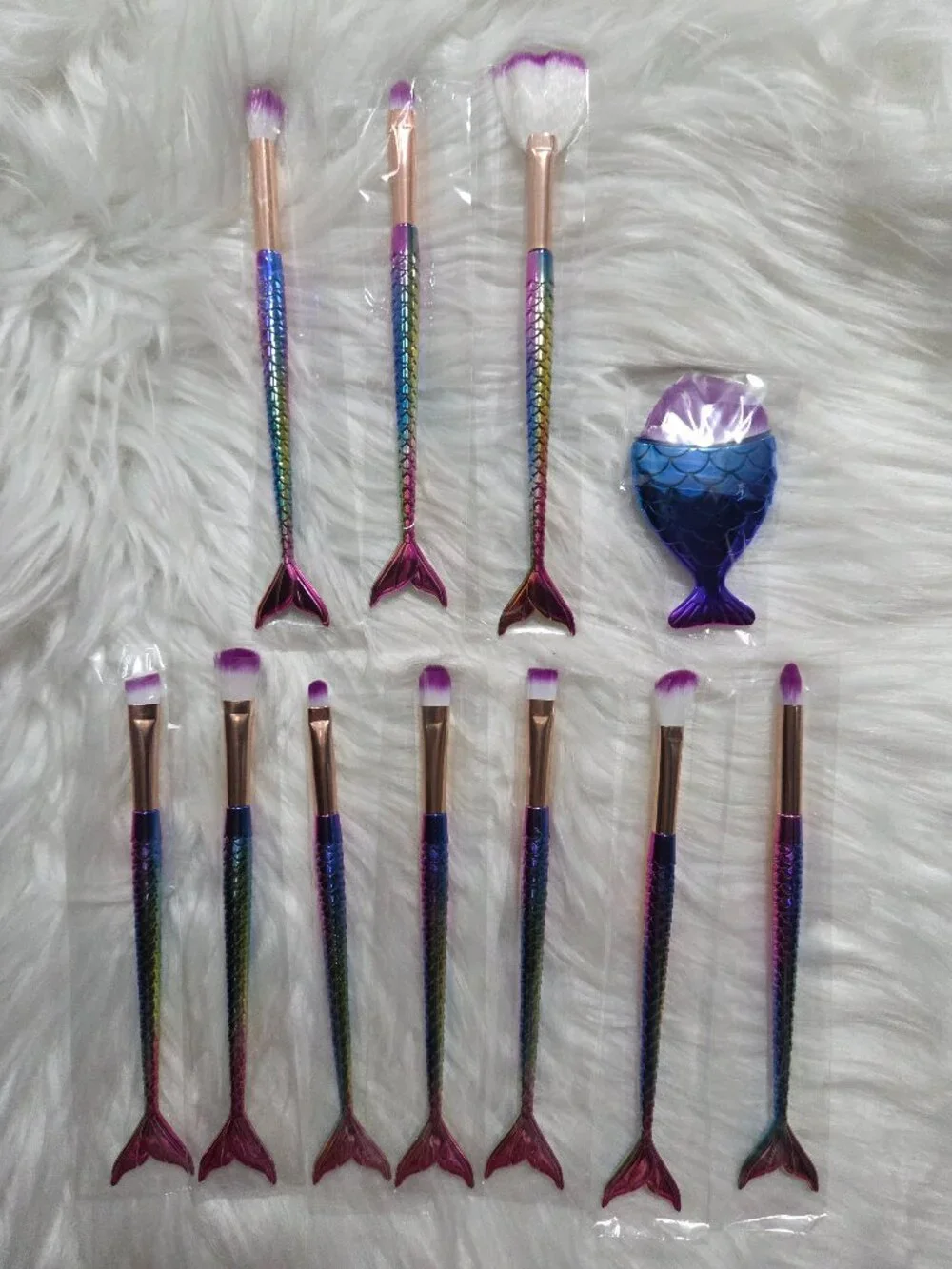 Mermaid Tail Design Makeup Brush Set